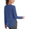 imageMAGCOMSEN Womens Workout Running Long Sleeve Top Athletic Hiking Sun Shirt Active Dry Fit Lightweight T Shirt UPF 80Blue Grey
