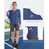 imageMAGCOMSEN Womens Workout Running Long Sleeve Top Athletic Hiking Sun Shirt Active Dry Fit Lightweight T Shirt UPF 80Blue Grey