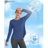 imageMAGCOMSEN Womens Workout Running Long Sleeve Top Athletic Hiking Sun Shirt Active Dry Fit Lightweight T Shirt UPF 80Blue Grey