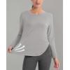 imageMAGCOMSEN Womens Workout Running Long Sleeve Top Athletic Hiking Sun Shirt Active Dry Fit Lightweight T Shirt UPF 80Brilliant Grey