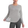imageMAGCOMSEN Womens Workout Running Long Sleeve Top Athletic Hiking Sun Shirt Active Dry Fit Lightweight T Shirt UPF 80Brilliant Grey