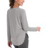 imageMAGCOMSEN Womens Workout Running Long Sleeve Top Athletic Hiking Sun Shirt Active Dry Fit Lightweight T Shirt UPF 80Brilliant Grey