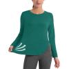 imageMAGCOMSEN Womens Workout Running Long Sleeve Top Athletic Hiking Sun Shirt Active Dry Fit Lightweight T Shirt UPF 80Emerald Green