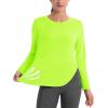 imageMAGCOMSEN Womens Workout Running Long Sleeve Top Athletic Hiking Sun Shirt Active Dry Fit Lightweight T Shirt UPF 80Fluorescent Green