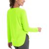 imageMAGCOMSEN Womens Workout Running Long Sleeve Top Athletic Hiking Sun Shirt Active Dry Fit Lightweight T Shirt UPF 80Fluorescent Green