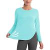 imageMAGCOMSEN Womens Workout Running Long Sleeve Top Athletic Hiking Sun Shirt Active Dry Fit Lightweight T Shirt UPF 80Light Lake Blue