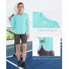 imageMAGCOMSEN Womens Workout Running Long Sleeve Top Athletic Hiking Sun Shirt Active Dry Fit Lightweight T Shirt UPF 80Light Lake Blue