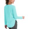 imageMAGCOMSEN Womens Workout Running Long Sleeve Top Athletic Hiking Sun Shirt Active Dry Fit Lightweight T Shirt UPF 80Light Lake Blue