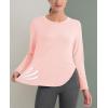 imageMAGCOMSEN Womens Workout Running Long Sleeve Top Athletic Hiking Sun Shirt Active Dry Fit Lightweight T Shirt UPF 80Light Pink