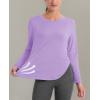 imageMAGCOMSEN Womens Workout Running Long Sleeve Top Athletic Hiking Sun Shirt Active Dry Fit Lightweight T Shirt UPF 80Light Purple