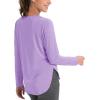 imageMAGCOMSEN Womens Workout Running Long Sleeve Top Athletic Hiking Sun Shirt Active Dry Fit Lightweight T Shirt UPF 80Light Purple