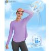 imageMAGCOMSEN Womens Workout Running Long Sleeve Top Athletic Hiking Sun Shirt Active Dry Fit Lightweight T Shirt UPF 80Light Purple