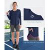 imageMAGCOMSEN Womens Workout Running Long Sleeve Top Athletic Hiking Sun Shirt Active Dry Fit Lightweight T Shirt UPF 80Navy