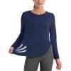 imageMAGCOMSEN Womens Workout Running Long Sleeve Top Athletic Hiking Sun Shirt Active Dry Fit Lightweight T Shirt UPF 80Navy