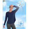 imageMAGCOMSEN Womens Workout Running Long Sleeve Top Athletic Hiking Sun Shirt Active Dry Fit Lightweight T Shirt UPF 80Navy