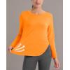 imageMAGCOMSEN Womens Workout Running Long Sleeve Top Athletic Hiking Sun Shirt Active Dry Fit Lightweight T Shirt UPF 80Orange