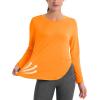imageMAGCOMSEN Womens Workout Running Long Sleeve Top Athletic Hiking Sun Shirt Active Dry Fit Lightweight T Shirt UPF 80Orange