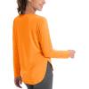 imageMAGCOMSEN Womens Workout Running Long Sleeve Top Athletic Hiking Sun Shirt Active Dry Fit Lightweight T Shirt UPF 80Orange