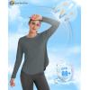 imageMAGCOMSEN Womens Workout Running Long Sleeve Top Athletic Hiking Sun Shirt Active Dry Fit Lightweight T Shirt UPF 80Sea Stone Grey