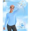imageMAGCOMSEN Womens Workout Running Long Sleeve Top Athletic Hiking Sun Shirt Active Dry Fit Lightweight T Shirt UPF 80Sky Blue