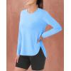 imageMAGCOMSEN Womens Workout Running Long Sleeve Top Athletic Hiking Sun Shirt Active Dry Fit Lightweight T Shirt UPF 80Sky Blue
