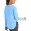 imageMAGCOMSEN Womens Workout Running Long Sleeve Top Athletic Hiking Sun Shirt Active Dry Fit Lightweight T Shirt UPF 80Sky Blue