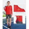 imageMAGCOMSEN Womens Workout Running Long Sleeve Top Athletic Hiking Sun Shirt Active Dry Fit Lightweight T Shirt UPF 80Tomato Red