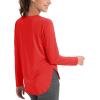 imageMAGCOMSEN Womens Workout Running Long Sleeve Top Athletic Hiking Sun Shirt Active Dry Fit Lightweight T Shirt UPF 80Tomato Red