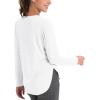 imageMAGCOMSEN Womens Workout Running Long Sleeve Top Athletic Hiking Sun Shirt Active Dry Fit Lightweight T Shirt UPF 80White