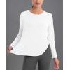 imageMAGCOMSEN Womens Workout Running Long Sleeve Top Athletic Hiking Sun Shirt Active Dry Fit Lightweight T Shirt UPF 80White
