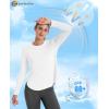 imageMAGCOMSEN Womens Workout Running Long Sleeve Top Athletic Hiking Sun Shirt Active Dry Fit Lightweight T Shirt UPF 80White