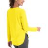 imageMAGCOMSEN Womens Workout Running Long Sleeve Top Athletic Hiking Sun Shirt Active Dry Fit Lightweight T Shirt UPF 80Yellow