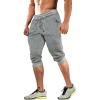 imageMAGCOMSEN Mens 34 Joggers Capri Pants with Zipper Pockets Slim Fit Training Running Workout Capri JoggersLight Grey