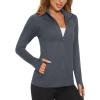 imageMAGCOMSEN Womens UPF 50 Lightweight Athletic Jacket Sun Protection Full Zip Long Sleeve Shirts Hiking Outdoor PocketsDark Grey