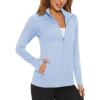 imageMAGCOMSEN Womens UPF 50 Lightweight Athletic Jacket Sun Protection Full Zip Long Sleeve Shirts Hiking Outdoor PocketsPale Blue