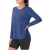 imageMAGCOMSEN Womens Workout Running Long Sleeve Top Athletic Hiking Sun Shirt Active Dry Fit Lightweight T Shirt UPF 80Blue Grey