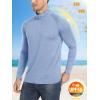 imageMAGCOMSEN Mens 14 Zip Pullover UPF 50 Long Sleeve Sun Protection Sports Shirts Lightweight Athletic Workout ShirtLight Blue
