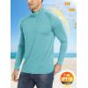 imageMAGCOMSEN Mens 14 Zip Pullover UPF 50 Long Sleeve Sun Protection Sports Shirts Lightweight Athletic Workout ShirtLight Green