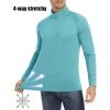 imageMAGCOMSEN Mens 14 Zip Pullover UPF 50 Long Sleeve Sun Protection Sports Shirts Lightweight Athletic Workout ShirtLight Green
