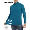 imageMAGCOMSEN Mens 14 Zip Pullover UPF 50 Long Sleeve Sun Protection Sports Shirts Lightweight Athletic Workout ShirtPeacock Blue