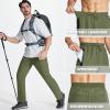 imageMAGCOMSEN Mens Lightweight Hiking Pants Quick Dry Running Pants with Zipper Pockets Open Bottom Sweatpants WorkoutArmy Green