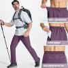 imageMAGCOMSEN Mens Lightweight Hiking Pants Quick Dry Running Pants with Zipper Pockets Open Bottom Sweatpants WorkoutPurple Red