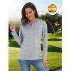 imageMAGCOMSEN Womens 14 Zip Shirts UPF 50 Sun Protection Pullover Long Sleeve Quick Dry Workout Hiking Athletic ShirtsLight Grey