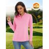 imageMAGCOMSEN Womens 14 Zip Shirts UPF 50 Sun Protection Pullover Long Sleeve Quick Dry Workout Hiking Athletic ShirtsPink