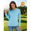 imageMAGCOMSEN Womens 14 Zip Shirts UPF 50 Sun Protection Pullover Long Sleeve Quick Dry Workout Hiking Athletic ShirtsWater Blue