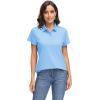 imageMAGCOMSEN Womens Polo Shirts UPF 50 Sun Protection 4 Buttons Casual Work Quick Dry Short Sleeve Collared Golf ShirtBlue