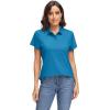 imageMAGCOMSEN Womens Polo Shirts UPF 50 Sun Protection 4 Buttons Casual Work Quick Dry Short Sleeve Collared Golf ShirtBlue Green