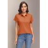 imageMAGCOMSEN Womens Polo Shirts UPF 50 Sun Protection 4 Buttons Casual Work Quick Dry Short Sleeve Collared Golf ShirtDark Orange
