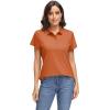 imageMAGCOMSEN Womens Polo Shirts UPF 50 Sun Protection 4 Buttons Casual Work Quick Dry Short Sleeve Collared Golf ShirtDark Orange