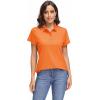 imageMAGCOMSEN Womens Polo Shirts UPF 50 Sun Protection 4 Buttons Casual Work Quick Dry Short Sleeve Collared Golf ShirtF Orange